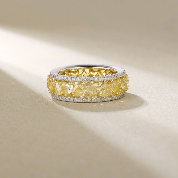 Canary 18K Yellow Gold Diamond Double Row Eternity Band Ring - Picture 5 of 5